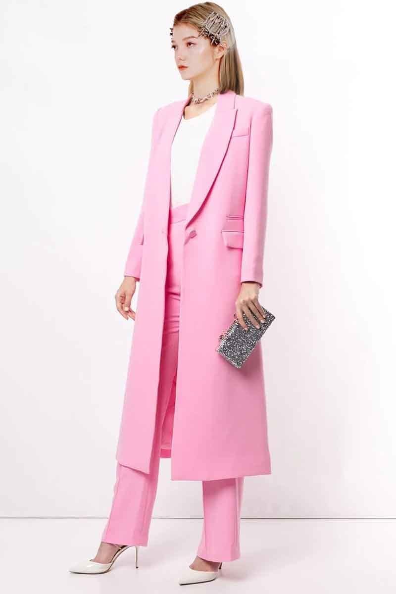 Women's Two Pieces Suit Long Tuxedos Jacket Casual Pants Formal Christmas Outfit