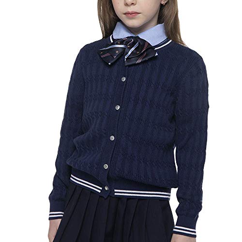 BOBOYOYO Girls Sweater Pullover, School Uniforms Sweater for Girls, Long Sleeve Cotton Knit Sweater for Size 4-12Y Navy