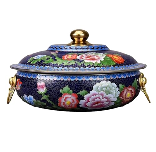 INUUXLG Chinese Hot Pot Pure Copper Pot Induction Cooker Copper Hot Pot Gas Special Pot Household Flat Pot Hot Pot Cookware Hot Pot (Yellow-36cm (Blue 36cm)