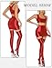 AUBIG Oil Glossy Mini Skirt for Women Sexy Shiny Bodycon Tight Pencil Dress Clubwear Party Hot Skirt Red X-Large