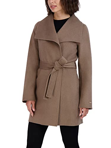 Image of TAHARI Women's Double-faced Luxury Soft Wool Blend Peacoat- Wrap Wool Coat With Removable Belt