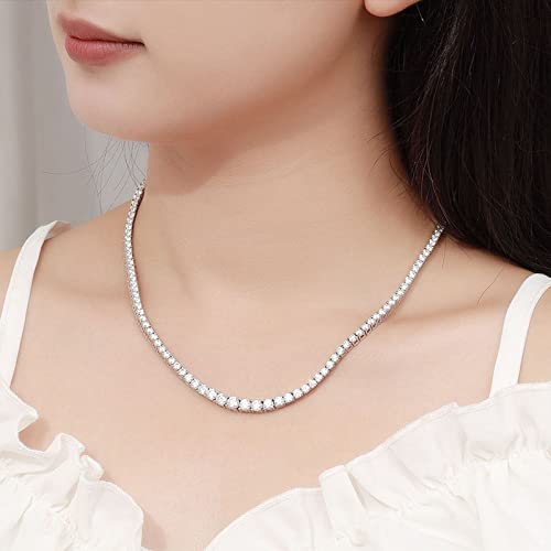 Choker Necklaces for Women Tennis Necklace For Women/Plated Rhinestone Choker Rectangle Initial - Image 2