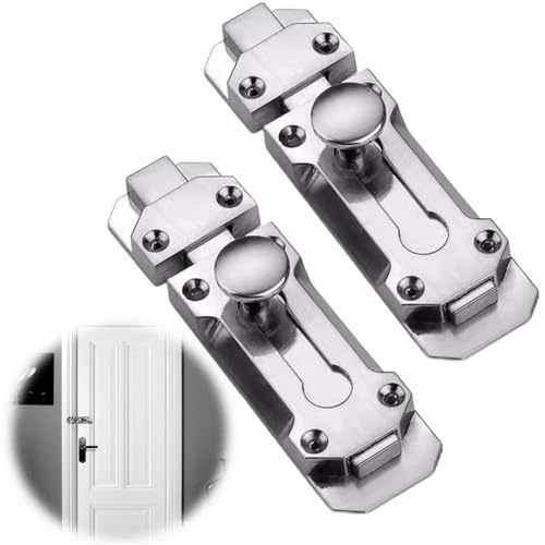 2 pestillos de puerta de 3 pulgadas para puerta interior, elegantes y duraderos, para baño, dormitorio, armarios y unidades de almacenamiento (plata cepillada)
