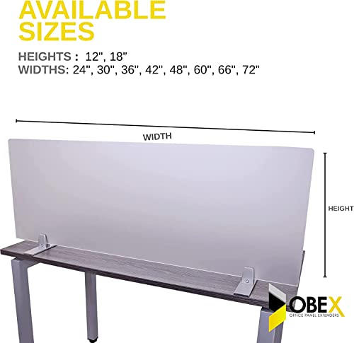 Obex Acrylic Free Standing Screen Privacy Desk Divider Home & Office Partitions For Table Top Workstation, Portable Cubicle Panel For Work, 24" X 48", Frosted #TOP4