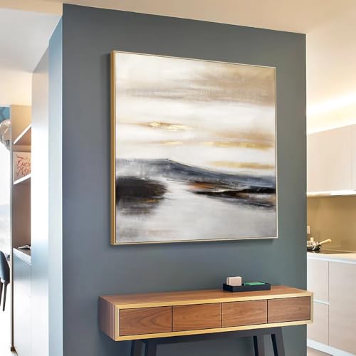Peinture à l'huile horizons dorés Belunara tableau abstrait salon