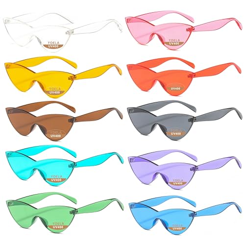 Yoela OLIN Triangle Thick Rimless Sunglasses One Piece Colored Transparent Sunglasses For Women and Men