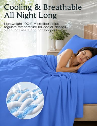 Image of Queen Size Sheet Set, Cooling & Soft Deep Pocket Bed Sheets, 4PC
