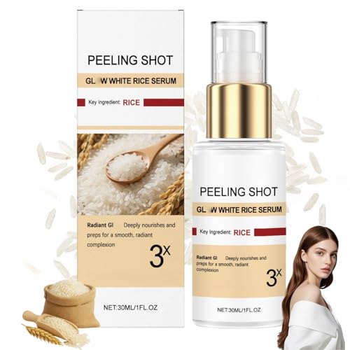 Duo,White Rice Peeling Ampoule,Exfoliant Rice Ampoule,Peel Shot Glow Rice Ampoule Duo,Facial Exfoliator Scrub & Pore Minimizer,Skin Peel & Blackh/ead Remover for All Skin Types