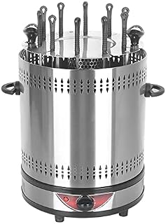CHUANGRUN Vertical Kebab Machine, Stainless Steel Roasters Barbecue, Electric Grill Smokeless Rotating Oven, 0-30 Minutes Timing, for Commercial and Home Kitchen, 10 Skewers
