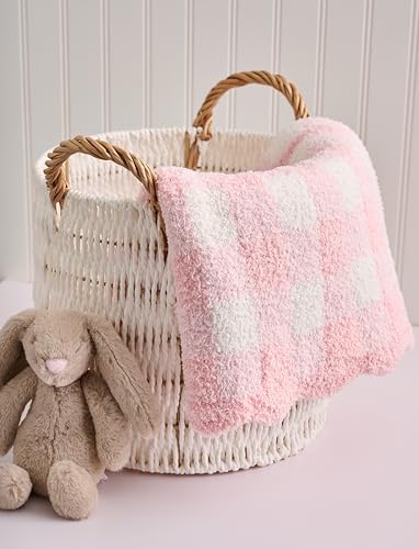 Image of Mud Pie Children's Pink Gingham Chenille Blanket