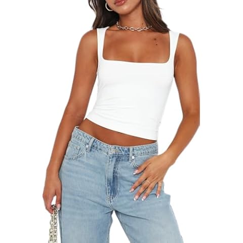 Bovldemt Women's Sleeveless Square Neck Crop Top Cover