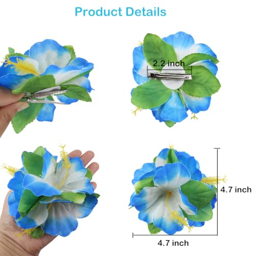 6 pinzas para cabello hawaianas con flores artificiales miniatura 2