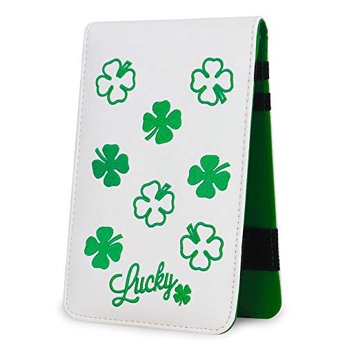 BIG TEETH Golf Scorecard Holder Yardage Book Cover Golf Scorecard Book, Lucky Clover Golf Accessories, Golf Yardage Book Cover with a Free Pencil Fits Your Back Pocket