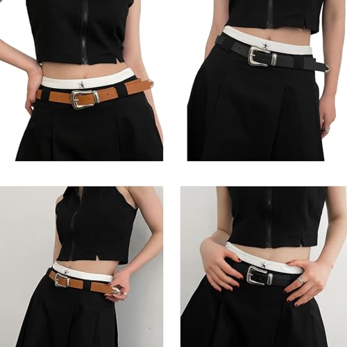 Women PU Belt Casual Metal Buckle Waist Belt Subculture Pin Buckle Waistband Jeans Pants Belt Girls Clothing Accessories2