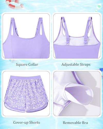 Image of TUONROAD Girls 3pcs Tankini Swimsuit Size 11-16 Bathing Suits for Teens