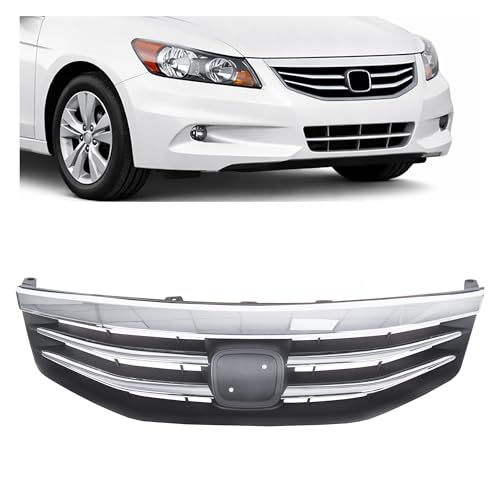 Grille Moulding May Affect Cruise Control - 2019-2020 Honda HR-V 8 ALMULOO Front Bumper Grill Compatible with 2011-2012 Honda Accord Sedan 4 Door Upper Black Chrome Grille ABS Plastic Replacement for HO1200203 71121TA0A11