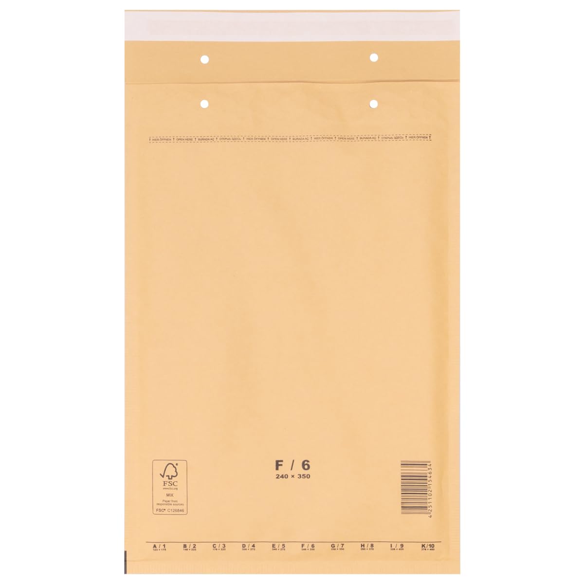 Pochettes à bulles 240 x 350 mm brun F6 autocollant pour DIN A4+ 200 pièces