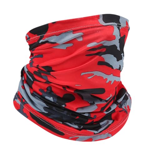 LIXSAZSE Cuello Polaina Cuello pasamontañas pañuelos sin Costuras Bufandas Boca Hielo Seda Regalos Deportes al Aire Libre para Primavera Ciclismo Senderismo, Camuflaje Rojo