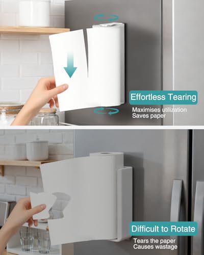 Image of PAROTO Magnetic Paper Towel Holder for Fridge, Silver Paper Towel Holder for Kitchen, Strong Magnet for Refrigerator, RV, Garage, BBQ, No Drilling, Kitchen & Bathroom Organizers and Storage