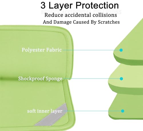 Image of Laptop Sleeve 15.6 inch, Shockproof Protective Computer Carrying Cover with Front Pocket, Briefcase Handbags Laptop Case for 15.6 inch HP, Dell, Acer, Asus, Notebook, Light Green