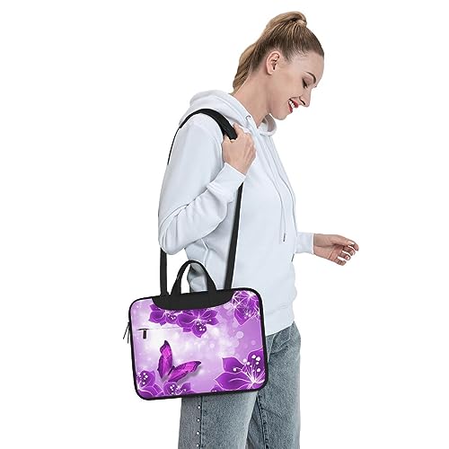 Housse ordinateur portable à bandoulière Violet Papillon sacoche PC