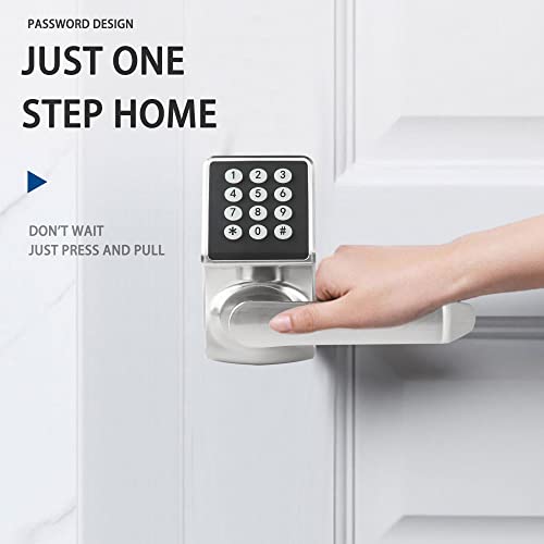 Cielsa Dawn Electronic Door Lock with Door Handle,Keypad Door Lock with Handle,Smart Locks for Front Door Keyless Entry Digital Knob with Code-Fob-Key(Brushed Nickel,1pack) by Cielsa Dawn - Image 2