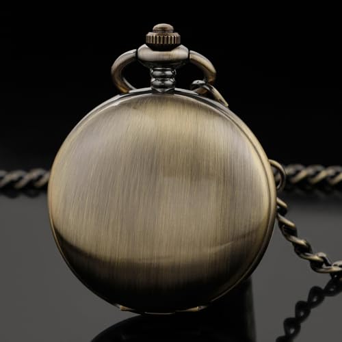 Image of Mens Pocket Watch Skeleton Mechanical Hand Winding Half Hunter Silver Black Golden Case Roman Numerals with Gift Box