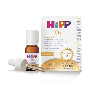 HiPP- HiPP D3, Vitamina D3, Integratore Alimentare, Bambini, in Gocce, Flacone 5 ml, con Pratica Pipetta Contagocce, Senza Glutine, Senza Additivi