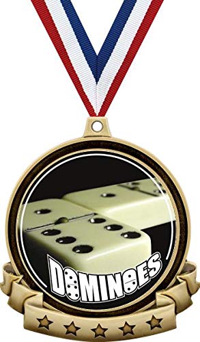 Dominoes Medals - Medalla dorada 2.5 pulgadas con cinta
