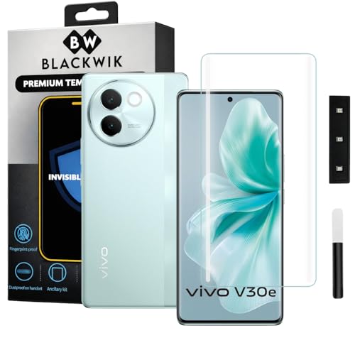 Image of Blackwik Premium Curved UV Tempered Glass For Vivo V30 E Cellphone (Transparent, Pack Of 1) Advanced Border Less Full Screen Coverage UV Screen Protector Guard With Installation Kit