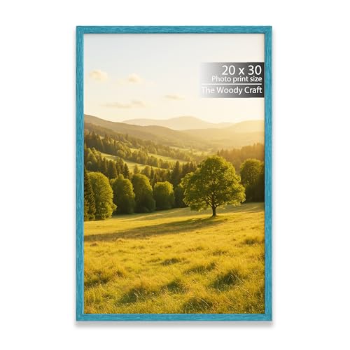 Image of Photo Frame 20 x 30 Inch | Blue Photo Frame For Wall | Minimalist Wall Frame | Wooden Frame For Modern Interiors | Vintage Big Photo Frames For Wall | Ideal Wooden Engraved Frame