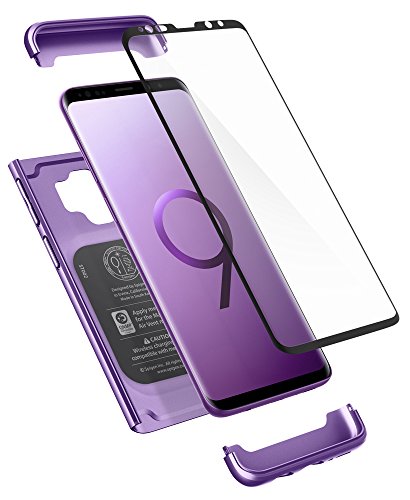 Spigen Thin Fit 360 Designed for Galaxy S9 Case (2016) Tempered Glass Screen Protectors Included - Lilac Purple
