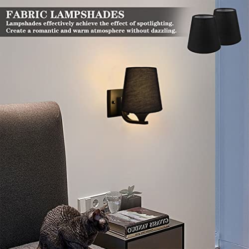 Anronch 2 Pcs Linen Fabric Small Lamp Shade, Clip- On Drum Small Lamp Shades Cloth Candelabra Bulb Shades Lamp Cover For Table Chandelier Wall Lamp, Lampshade Accessories(Black) #TOP6
