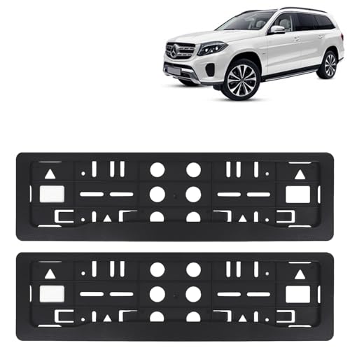Image of KINGSWAY GLS Car Number Plate Frames for All 2019 Onwards Models of Mercedes Benz Car Registration Plate Holders, Black Licence Plate Covers (Front and Rear), Universal Size 51.5 x 14.5 cm