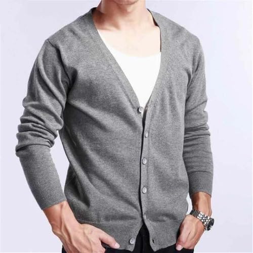 Men V Neck Button Cardigan Sweater Knitwear Long Sleeve Casual Fit Lightweight Pullover2