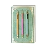 Portico Designs Ltd Reading Room Jane Austen - Juego de 3 bolígrafos de metal, detalles dorados, multicolor