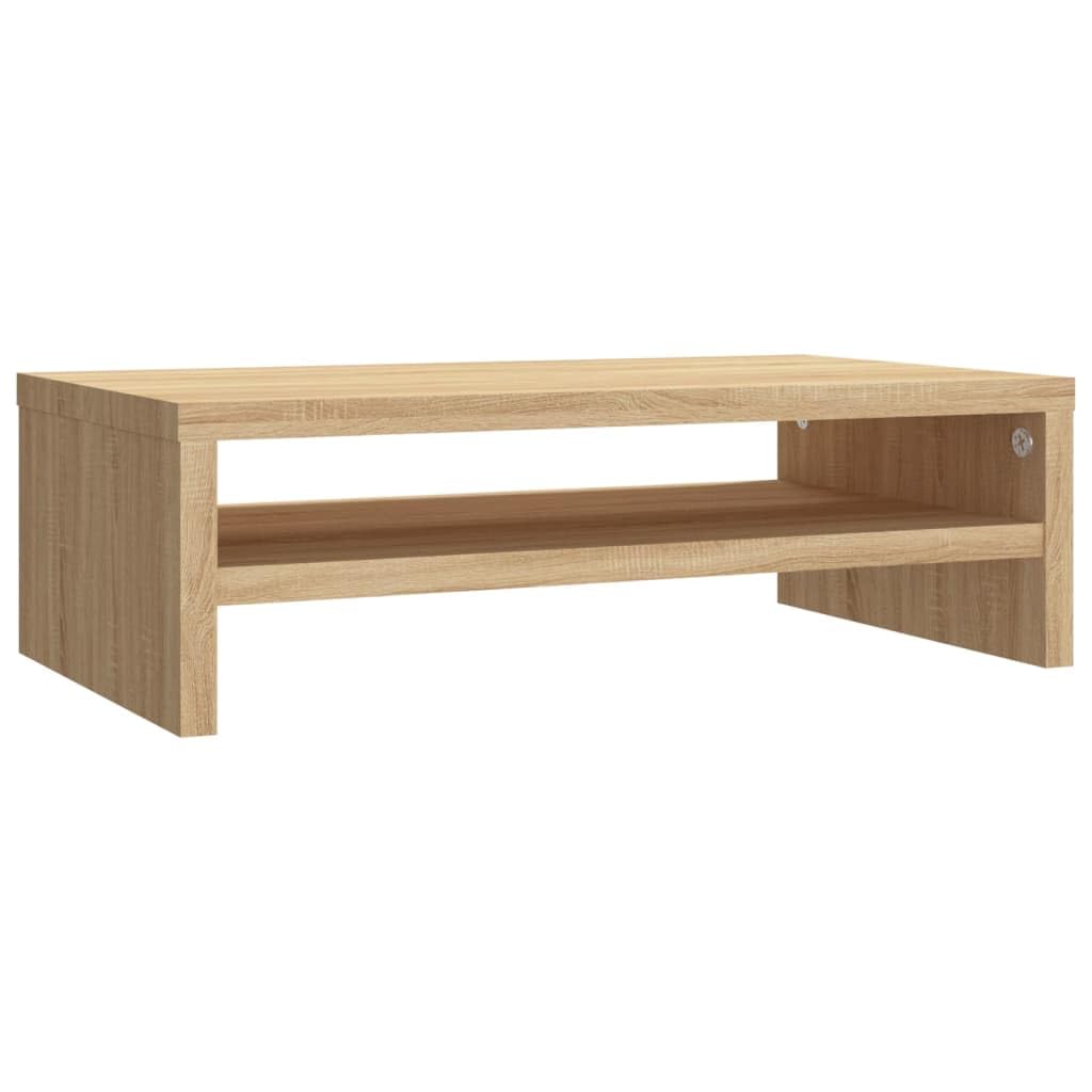 vidaXL Modern Monitor Stand in Sonoma Oak Finish – Engineered Wood TV Stand with Storage Shelf - 42x24x13 cm Desktop Riser for Home Office Use