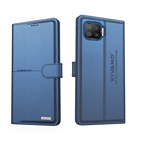 Image of KIVANO Oppo F17 Professional Series Wallet Case | Luxurious Design | Premium | Vegan Leather Flip Case Back Cover - Dark Blue
