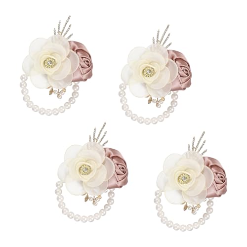 Corsage de poignet rose pour demoiselle d'honneur et décoration de main de mariage