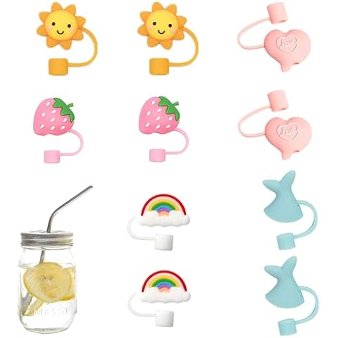 10 Pack Silicone Straw Tips Cover Creative Straw Plug Portable Cute Straw Plugs Caps for Decor 6 to 8 MM Straws Cover