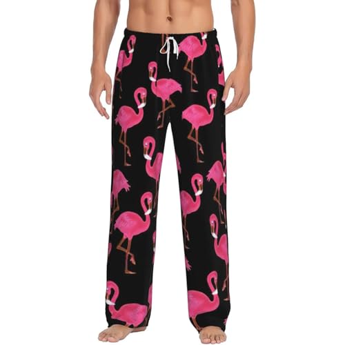 Pantalon de pyjama homme léger imprimé flamants roses doux