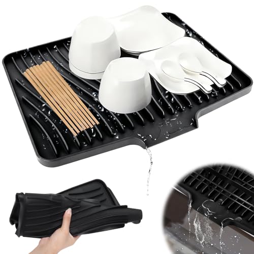 KOVSGQ Tapis Egouttoir Vaisselle Silicone Tapis De Sechage Vaisselle Silicone Tapis Egouttoir Vaisselle 40x30cm Résistant à La Chaleur Antidérapant Pour...