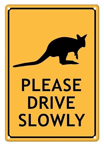 Pademelon Themed Please Drive Slowly Aluminum Tin Sign 12"x8" For Homeowners, Wildlife Lovers - Home Kitchen Wall Decor