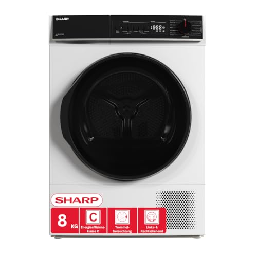 Sharp KD-PRO8S7GWC-DE Wäschetrockner, 8kg, C, WiFi, 15 Trockenprogramme inkl. 20-Minuten-Schnelltrockenprogramm, Weiß