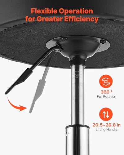 Image of VEVOR Rolling Stool with Wheels Footrest, 500 lbs Weight Capacity, Height Adjustable, Thick Cushion Ergonomic PU Leather Seat, 360 Swivel Round Rolling Stool Chair for Salon, Clinic, Medical, Black