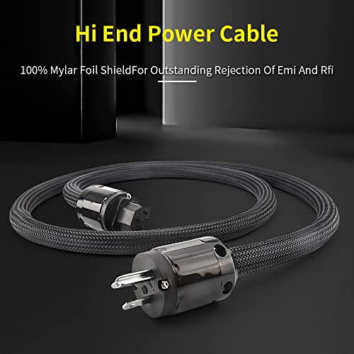 Image of Tertullus AC Power Cable HiFi Audiophile Black Power Cord with US Plug+IEC Connector (1m /3.28ft)