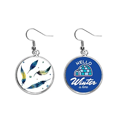 Pendientes de hielo de invierno con plumas para looks diarios