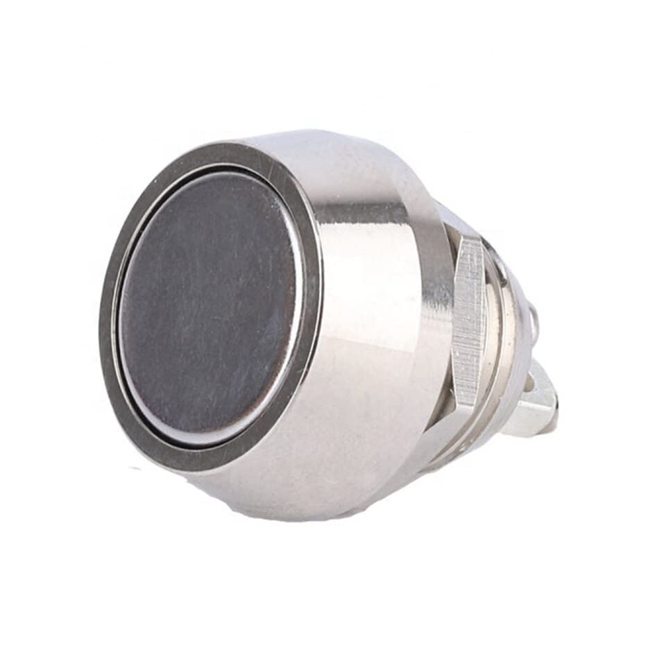 Interrupteur bouton poussoir 12mm métallique 220V contact 1NO