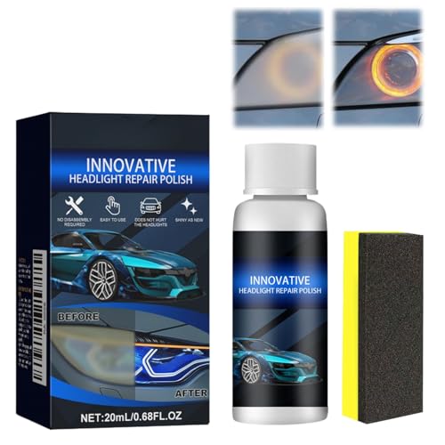 Car Headlight Repair Fluid,Headlight Restorer Polish Cleaner Liquid,Headlight Restorer Cleaner Scratch Remover,Headlight Restoration Kit,Headlamp Restoration Kit,Headlight Restorer for Cars(20ml)