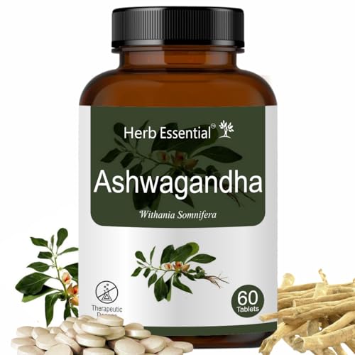 Herb Essential Ashwagandha Tablets, 500mg,60 Tablets | Extra Energy,Stress Relief | Rich in Antioxidants | Immunity Booster |100% Natural Herb Essential Ashwagandha Tablets, 500mg,60 Tablets | Extra Energy,Stress Relief | Rich in Antioxidants | Immunity Booster |100% Natural